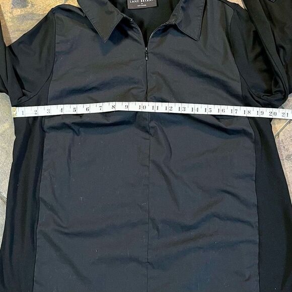 Lane Bryant Full Zip Collared Black Blouse 18 - Picture 7 of 10